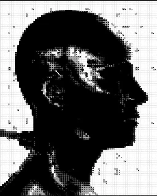 The same ASCII art with the Halftone effect