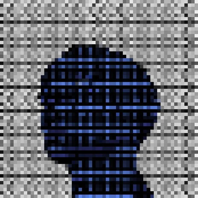 The same ASCII art with the Pixelate effect