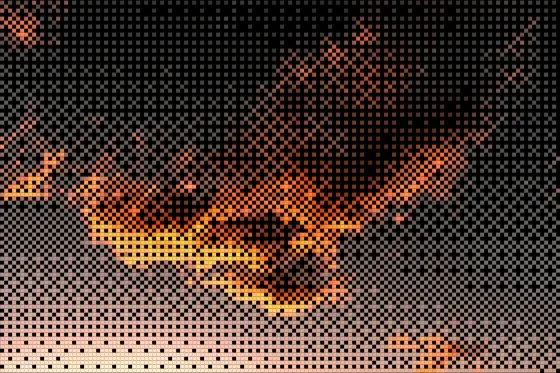 The same landscape with 4×4 ordered dithering