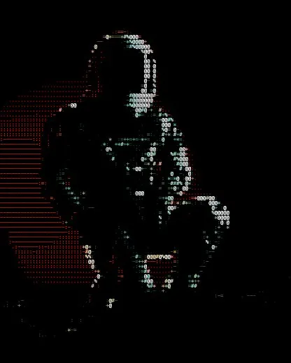Red Suit converted to Characters style ASCII art