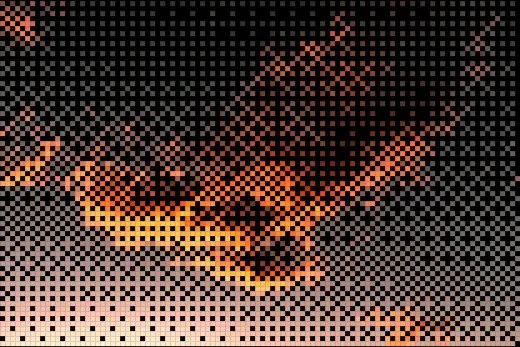 Ember Clouds converted to Dither style ASCII art