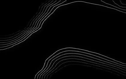 The Contour Waves recipe: A slow swell shader traced as glowing topographic contour lines in monochrome, with a wave animation. Animated.
