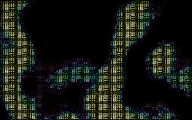 An animated shader rendered in the Braille style