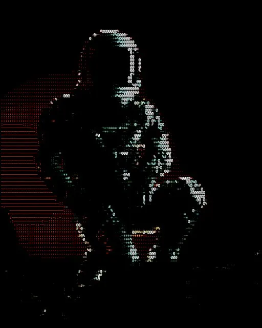 Red Suit converted to Characters style ASCII art