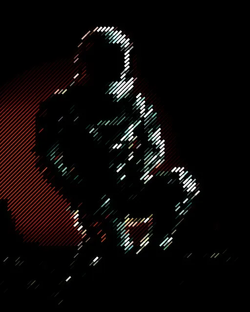Red Suit converted to Diagonal style ASCII art