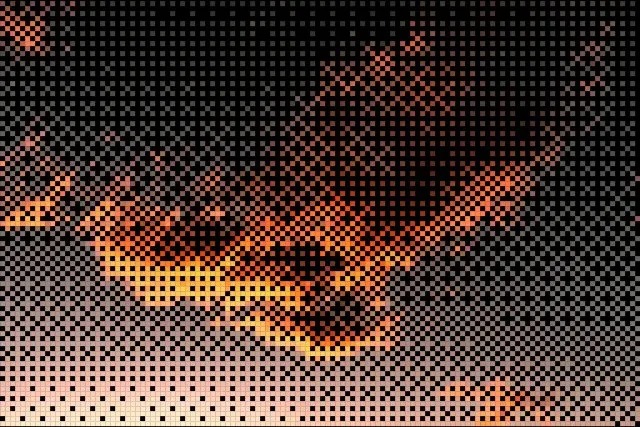 Ember Clouds converted to Dither style ASCII art
