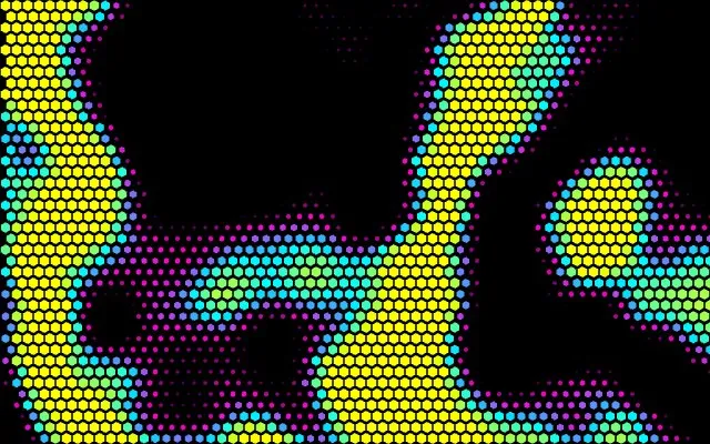 An animated shader rendered in the Hexagons style