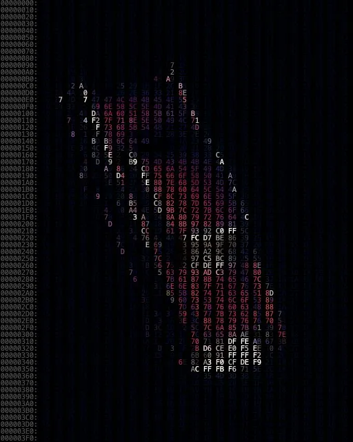 Chrome Car converted to Hex Dump style ASCII art