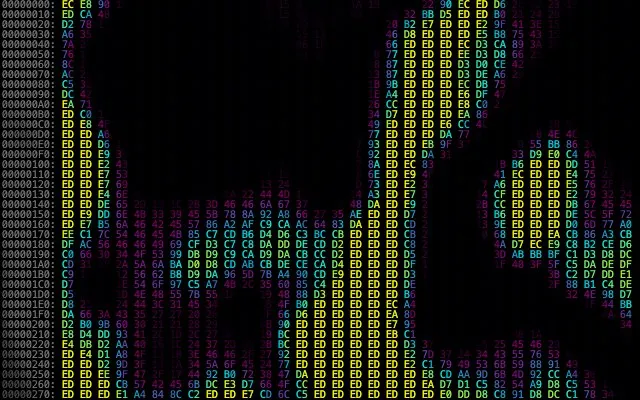 An animated shader rendered in the Hex Dump style
