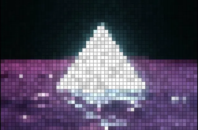 Pink Triangle converted to Mosaic style ASCII art