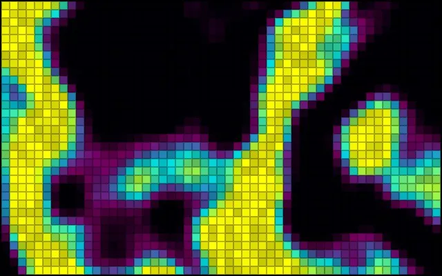 An animated shader rendered in the Mosaic style