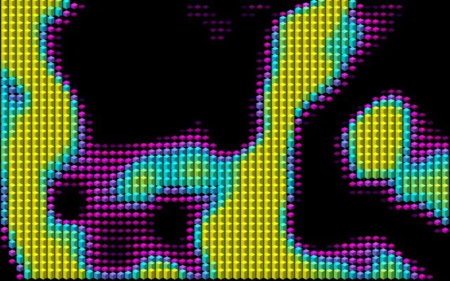 An animated shader rendered in the Voxel style
