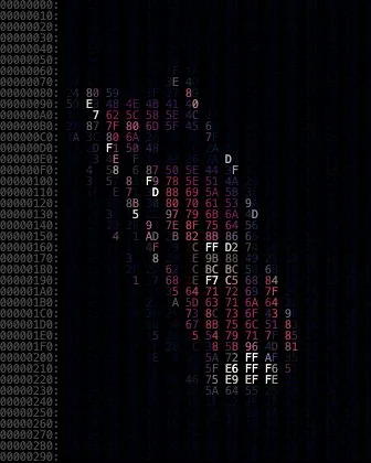 Chrome Car converted to Hex Dump style ASCII art