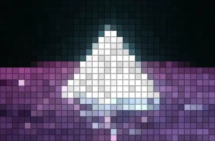 Pink Triangle converted to Mosaic style ASCII art